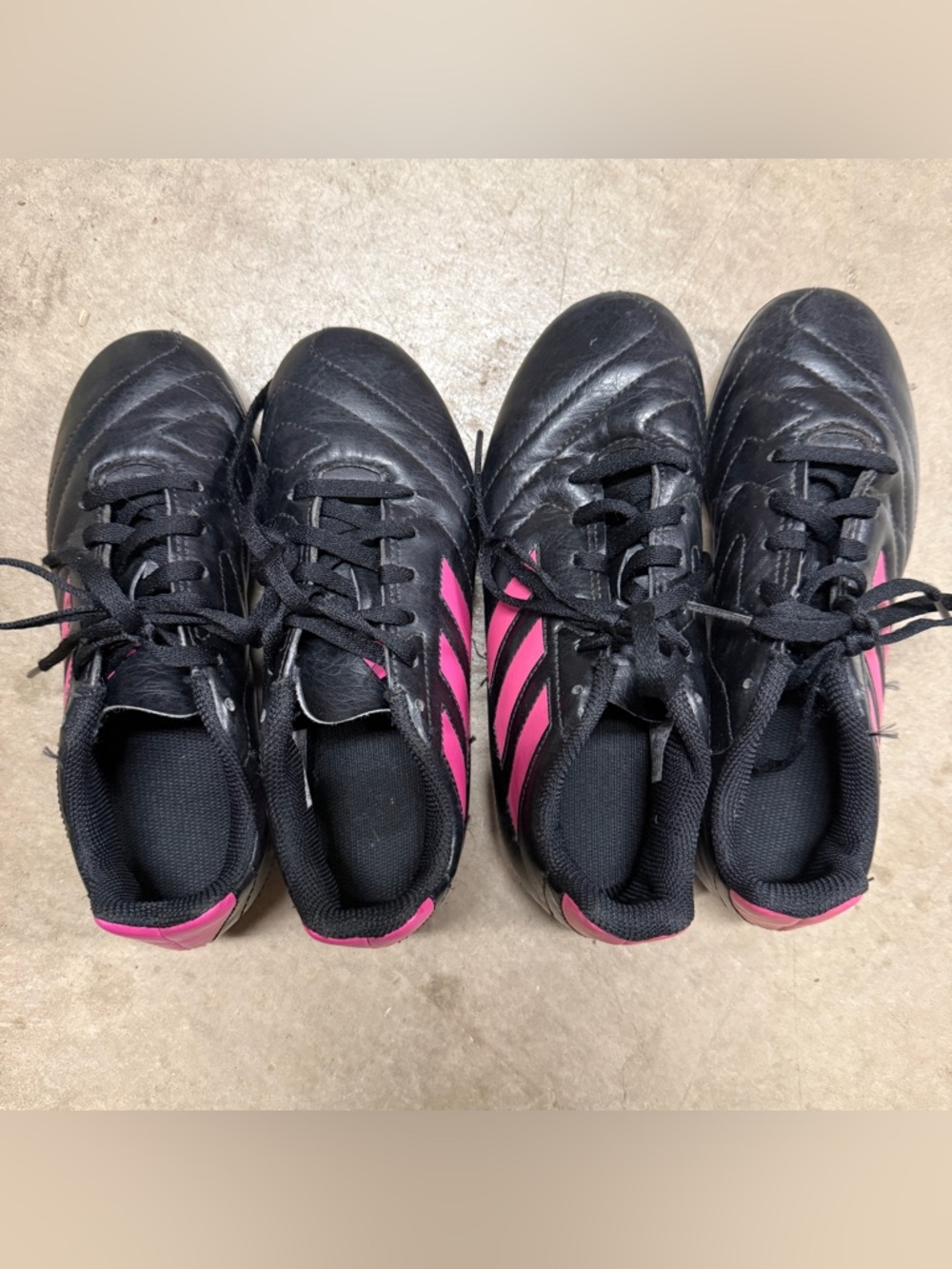 Adidas Youth Soccer Cleats Lot of 2 Black Pink FG Girls Kids Sizes 1.5 & 2.5